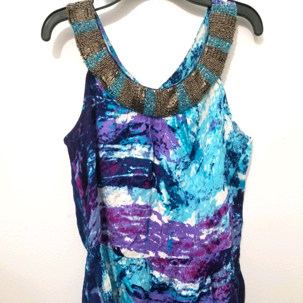 Womens Cato Beaded Scoop Neck Top Tie Dye Size S